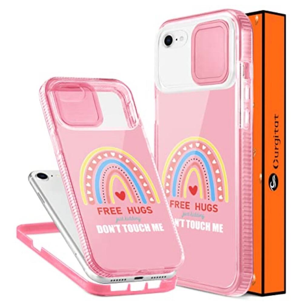 NEW Gurgitat Pink Clear Case for iPhone 12-6.1" Rainbow Pink Heart Girls Funny!